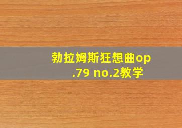 勃拉姆斯狂想曲op.79 no.2教学